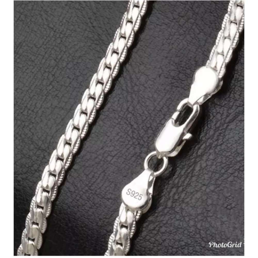 2pc 6MM Full Sideways 925 Sterling Silver Necklace - Picture 2 of 8